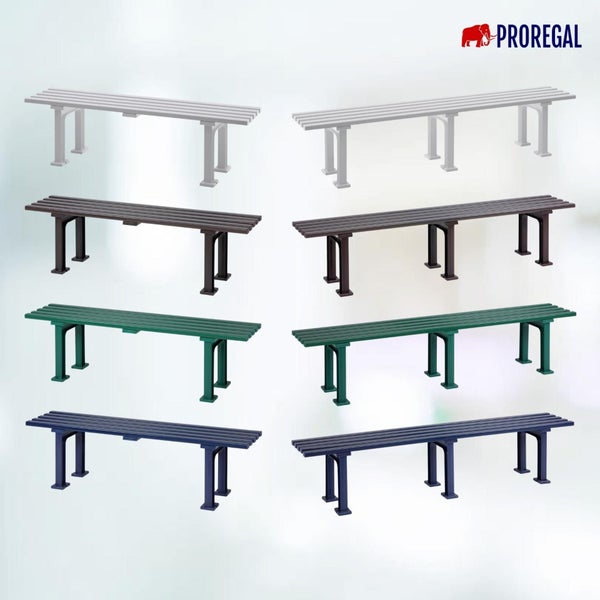 PROREGAL Gartenbank Kuba 4 Sitzer Grün HxBxT 42 x 200 x 37 cm Witterungskunststoff & UV Beständiger Kunststoff Parkbank Sitzbank