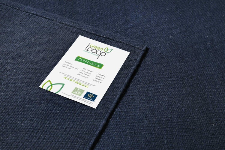 Kelim Teppich Dunkelblau aus Wolle Perpignan Green Looop 130x190 cm