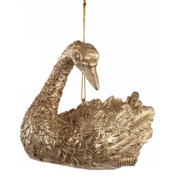 Goldener Schwan Weihnachtshänger Glas - PTMD
