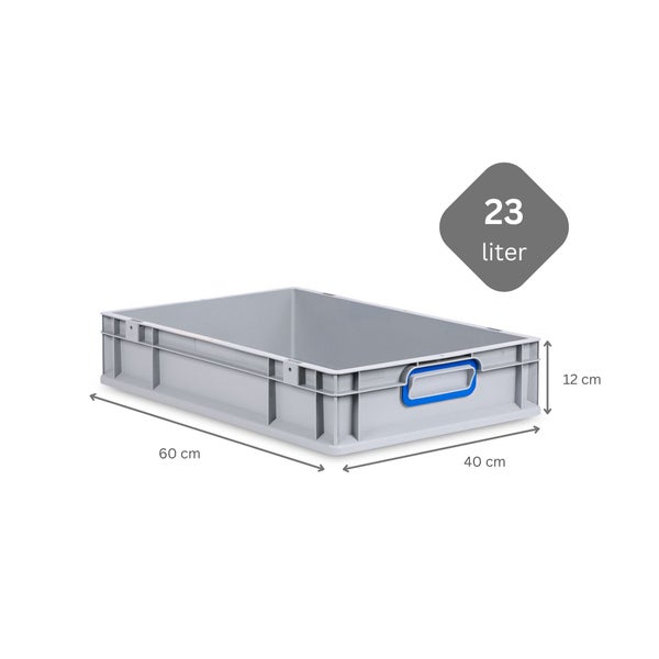 PROREGAL Spar Set 8x Eurobox Nextgen Color HxBxT 12 x 40 x 60 cm 23 Liter Griffe Blau Geschlossen Glatter Boden Eurobehälter Transportbox