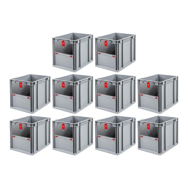 PROREGAL SparSet 10x Eurobox NextGen Insight Cover HxBxT 32 x 30 x 40 30 Liter Hoch/Rot Eurobehälter Transportbox