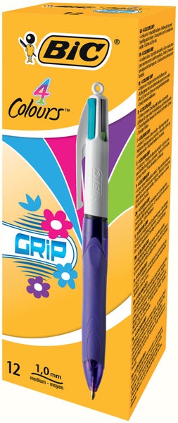 BIC Kugelschreiber 4 Colours GRIP Fashion 0.4mm, 12er Set