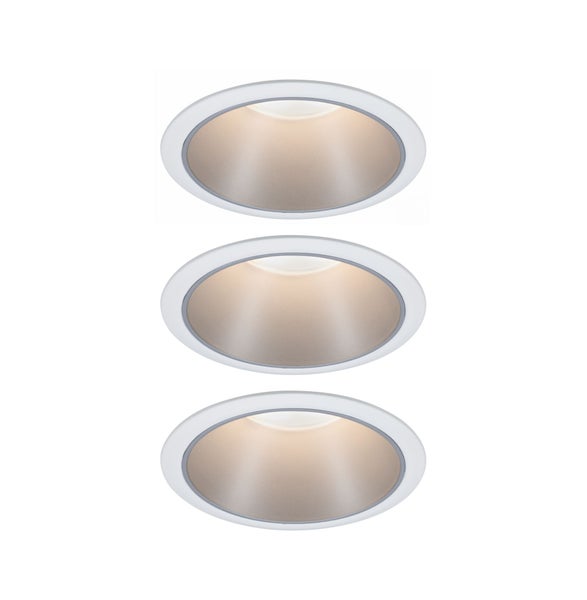LED Einbauleuchte 3-Step-Dim Cole Coin 3er-Set IP44 rund 88mm Coin 3x6W 3x470lm 230V dimmbar 2700K Weiß, Silber matt