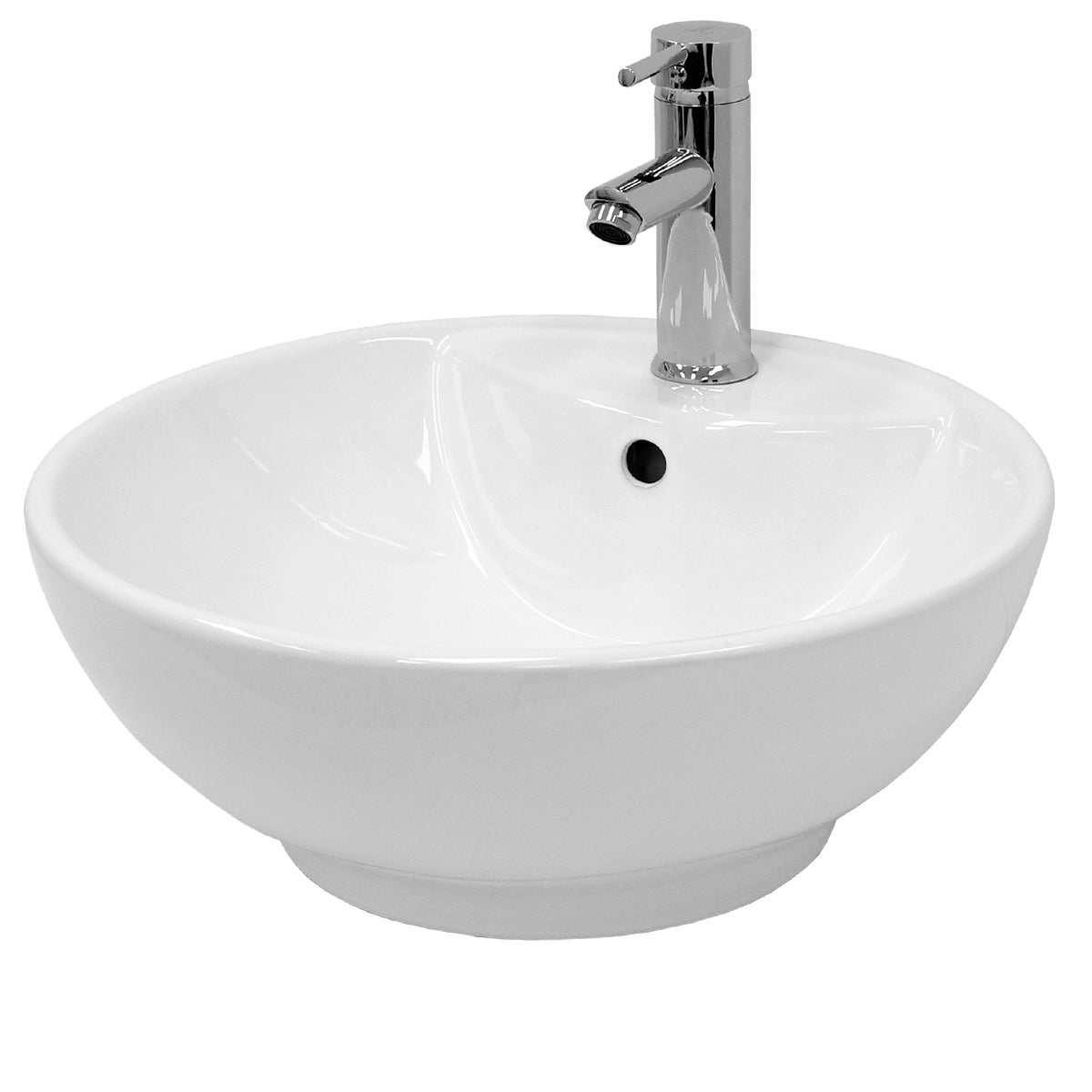 ECD Germany Design Waschbecken Waschtisch Ø 455 x 185 mm aus Keramik Rund Weiß - Aufsatzbecken Aufsatzwaschbecken Handwaschbecken Aufsatzwaschtisch Spülbecken Wasserfall Waschschale Waschschlüssel