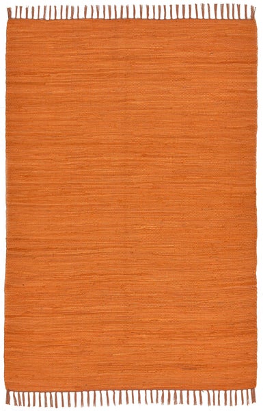 Handgewebter Fleckerlteppich aus Baumwolle Chindi Terracotta 120x180 cm