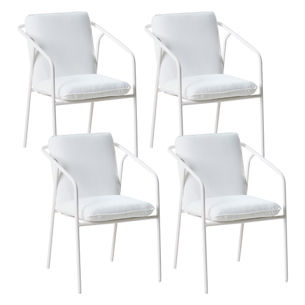 Set mit 4 Stühlen und Sitzkissen ASCIANO Metall Weiß