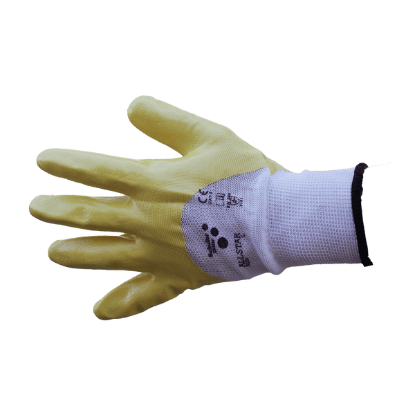 Gelber Arbeitshandschuh mit Strickbund
