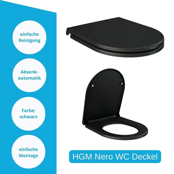 HGM Nero WC-Deckel, aus Duroplast, mit Absenkautomatik
