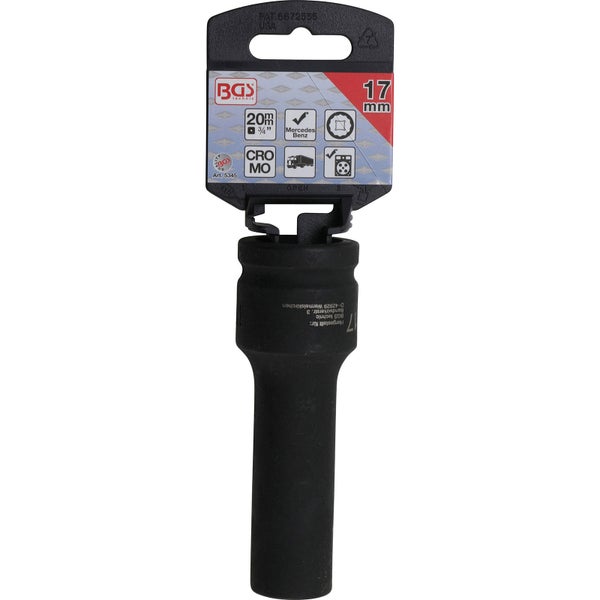 BGS Kraft-Steckschlüssel-Einsatz Zwölfkant tief Antrieb Innenvierkant 20 mm (3/4) SW 17 mm - 5345
