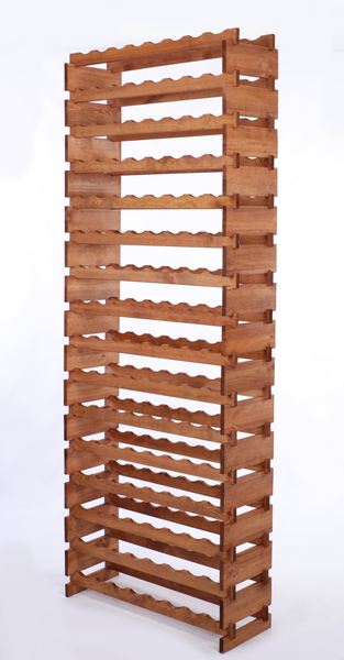 Weinregal VINOTECA FLEX PRO HxBxT 219x84x28cm 128 Flaschen auf 16 Ebenen Massives Kiefernholz Braun geölt