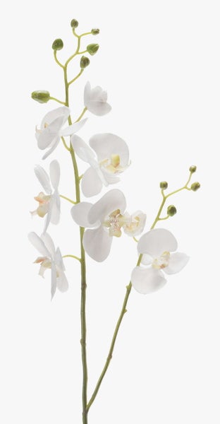 Künstlicher Blumenstrauß mit Lilien, Ranunkeln und dekorativen Blättern in einer grünen Keramikvase.
