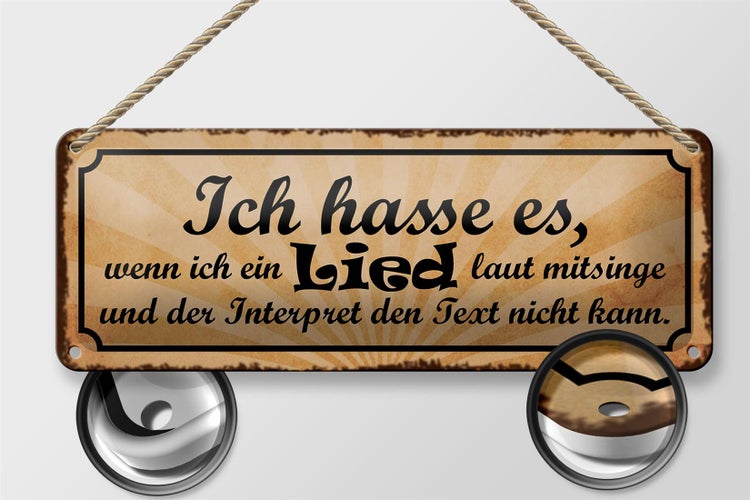 Blechschild Spruch 27x10cm ich hasse es wenn ich Lied laut Dekoration