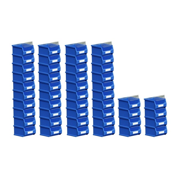 PROREGAL SuperSparSet 48 x Blaue Sichtlagerbox 1.0 Mit Abdeckung HxBxT 6 x 10 x 10 cm 0,4 Liter Sichtlagerbehälter Sichtlagerkasten