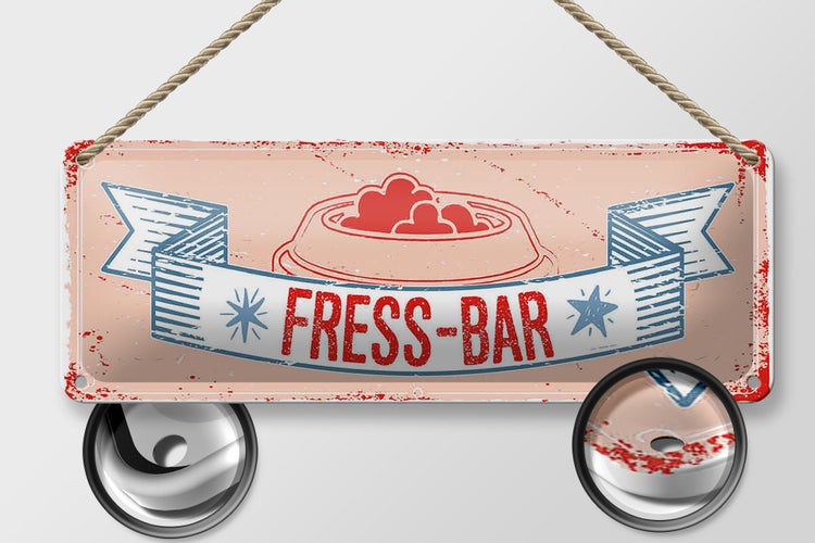 Blechschild Spruch 27x10cm Fress-Bar Dekoration