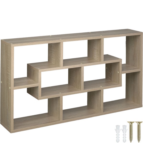 Wandregal tectake Kassandra 85 x 48 x 16 cm Retro-Stil Holz hell, Eiche Sonoma