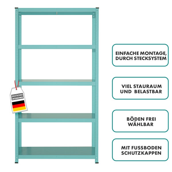 FLOORDIREKT Buntregal Kleur - Pastellfarben - Modernes Wohnregal - Lichtgrün - 172 x 90 x 30 cm
