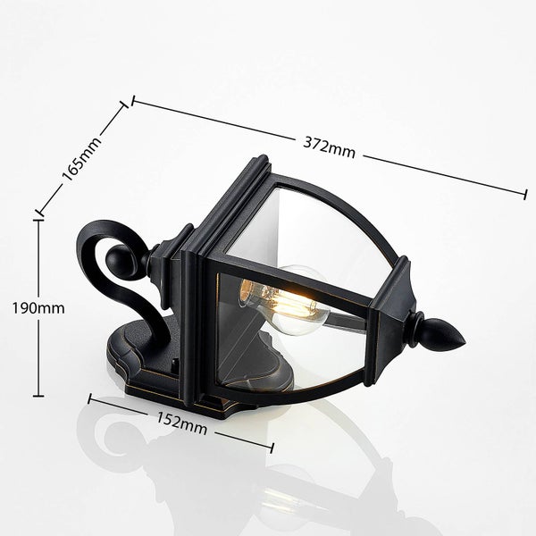 Lindby Wandleuchte außen (Laterne) Cerys (spritzwassergeschützt (Retro, Vintage Antik) in Schwarz (1 flammig E27) - Außenwandleuchten Wandlampe Led Außenlampe Outdoor für