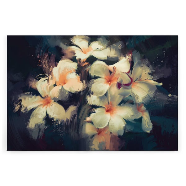 Wandbild mit abstraktem Blumengemälde im impressionistischen Stil mit groben Pinselstrichen.