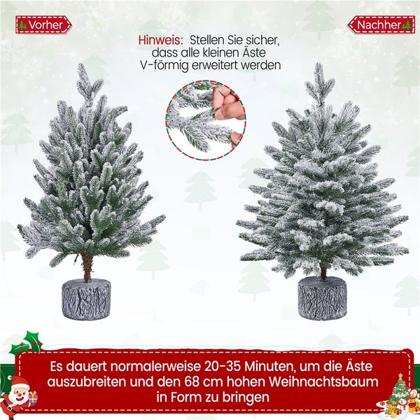 Yaheetech 68 cm Künstlicher Weihnachtsbaum mit Schnee , Grün