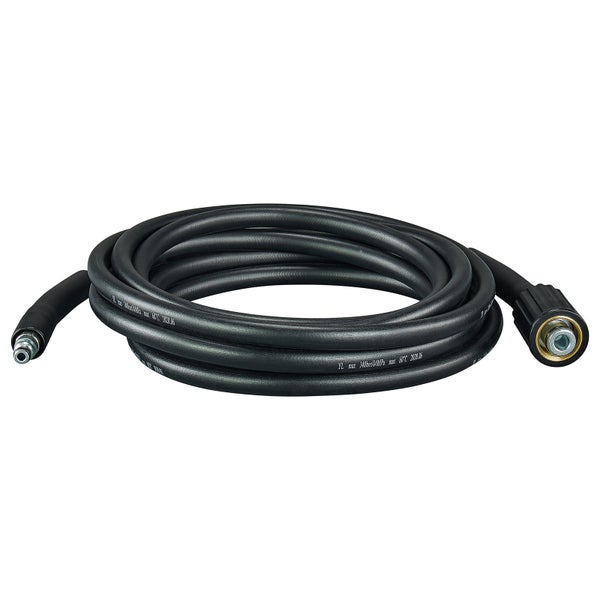 Hochdruckschlauch für Hochdruckreiniger, maximal 140 bar, maximal 60 Grad Celsius, mit Anschlussstücken.