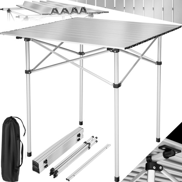 Campingtisch tectake  70 x 70 x 70 cm klappbar grau