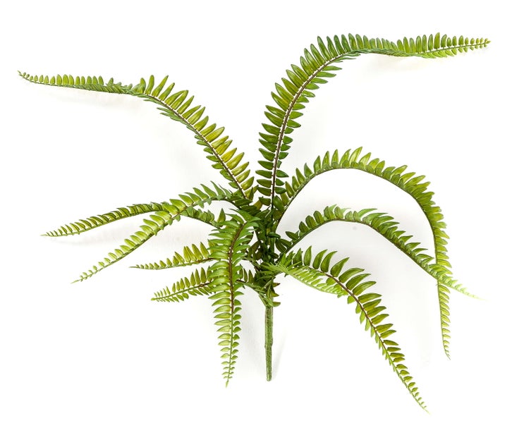 Detailaufnahme einer Schefflera Kunstpflanze mit grünen und hell gemusterten Blättern.
