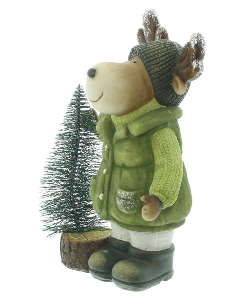Dekofigur Elch mit Weihnachtsbaum