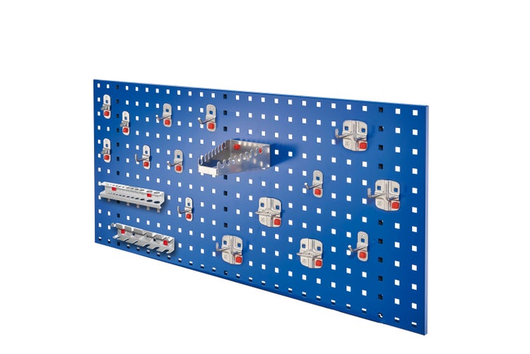 Kappes ®RasterPlan by ABAX Einsteigerset #6 1x Lochplatte 1000x450mm 1x Werkzeughaltersortiment 18-teilig Enzianblau RAL 5010