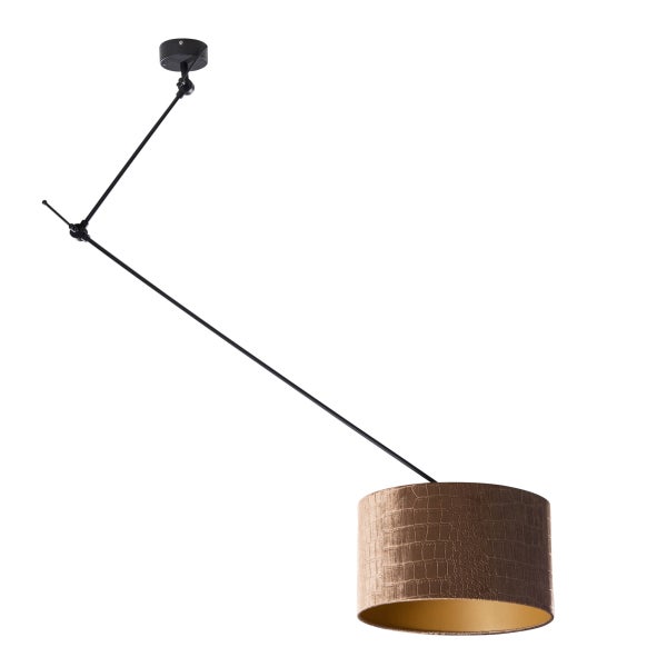 Pendelleuchte mit verstellbarem Arm und Lampenschirm im Krokodilleder-Look