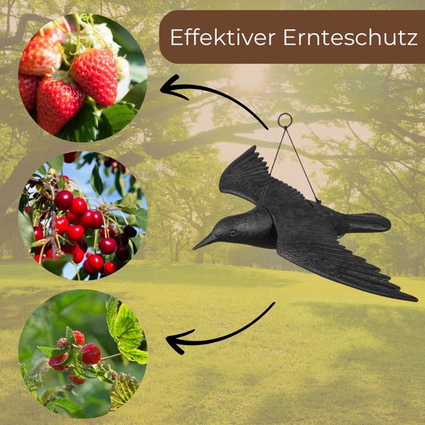 Dekorativer Krähen-Vogelschreck zum Aufhängen für den Ernteschutz