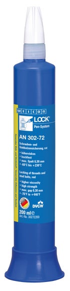 WEICONLOCK® AN 302-72 Schrauben- und Stehbolzensicherung | hochfest, höherviskos, mit Trinkwasserzulassung | 200 ml | rot