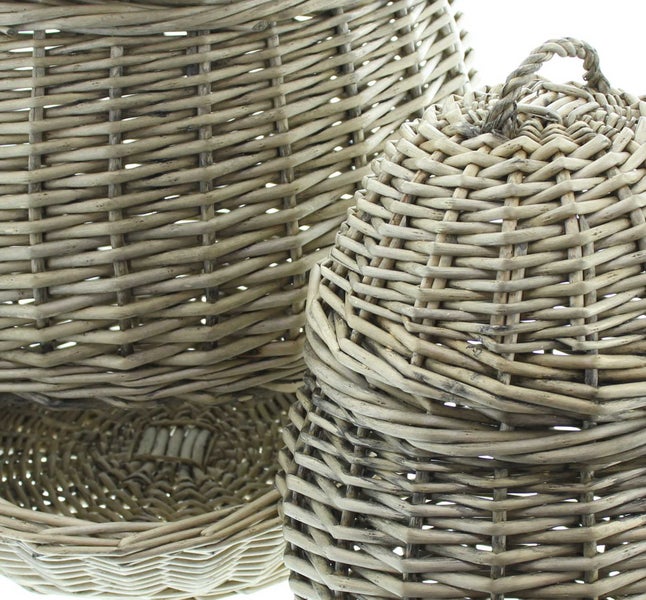 FRANK FLECHTWAREN | Gemüsekorb Weide, 2er Set, WEIDE, ca. 21 x 26 x 32 cm, 32 x 42 x 45 cm