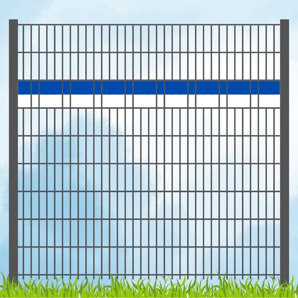 Doppelstabmattenzaun mit Sichtschutzstreifen