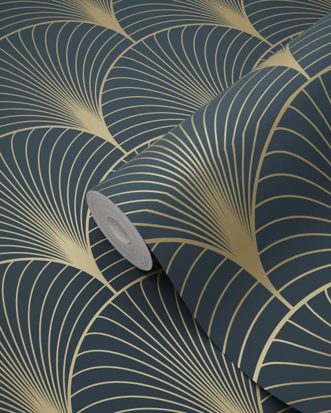 Tapetenrolle mit Art-Déco-Fächermuster