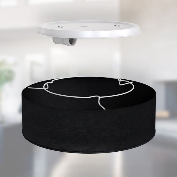 Deckenleuchte Ø30 cm - Stoffschirm, E27 Fassung, 1-flammig, schwarz