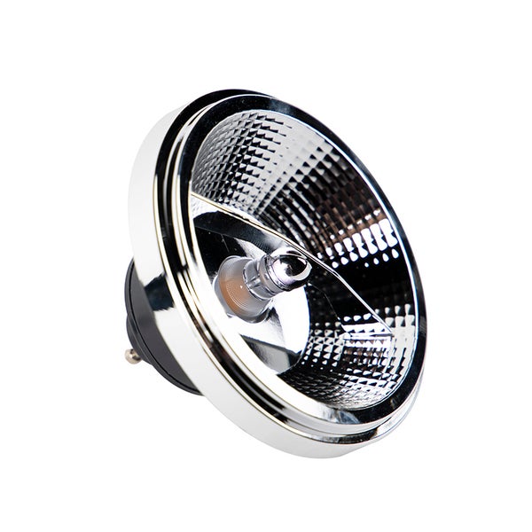 Silberne GU10 LED-Reflektorlampe mit facettiertem Reflektor.