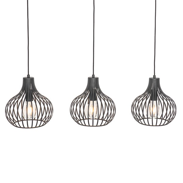 Drei Pendelleuchten mit Käfigdesign und Leuchtmittel
