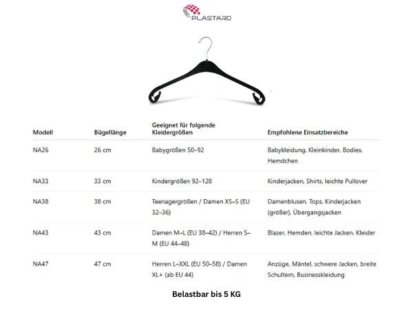 Plastard 10 Stück Kleiderbügel NA 33 cm – Kunststoff – platzsparend, rutschfest, 360° drehbar