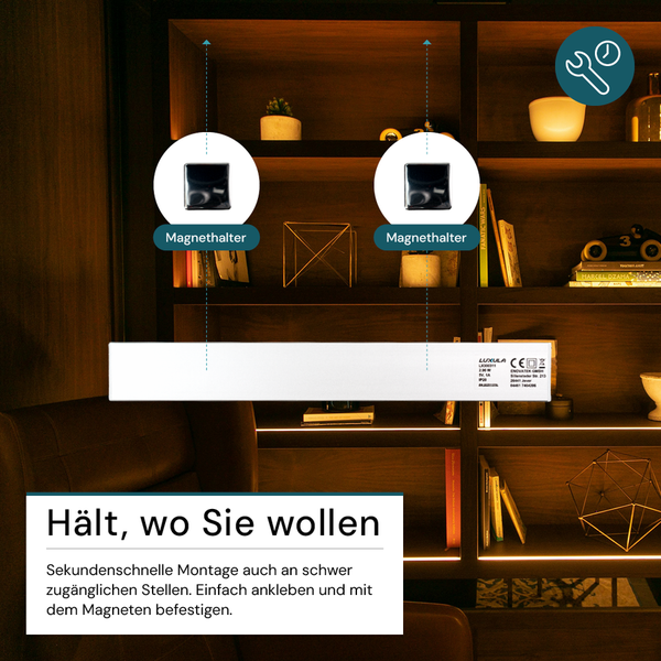 Magnetische Lichtleiste zur einfachen Montage an Regalen
