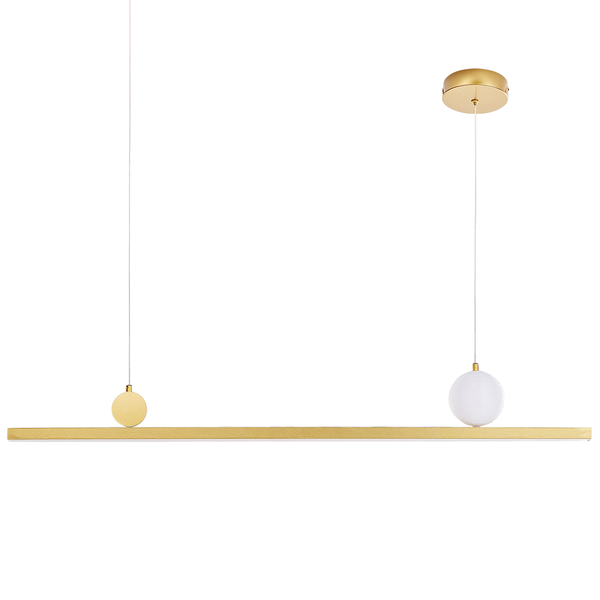 Moderne Pendelleuchte mit gerader Stange und zwei Kugeln