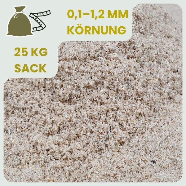Sand mit einer Körnung von 0,1 bis 1,2 mm, 25 kg Sack