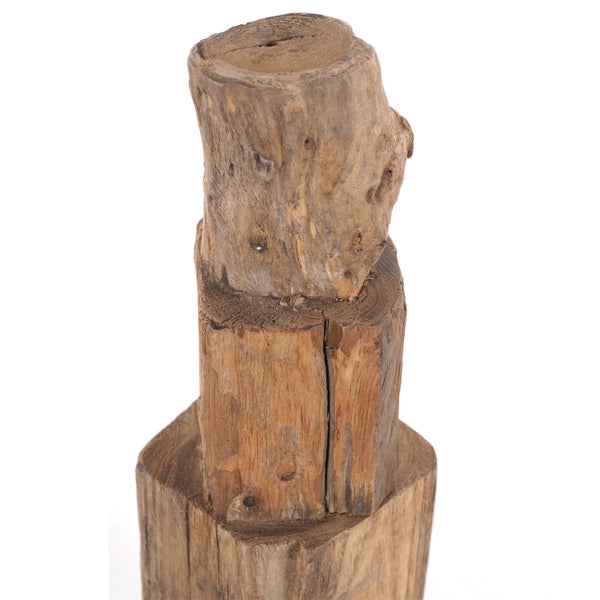Deko Figur Tower 4 Wurzel Massivholz auf Metallplatte, Unikat natur-schwarz