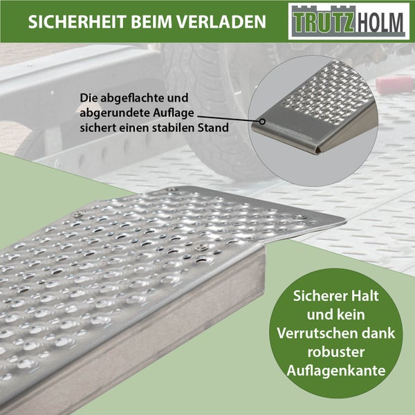 TRUTZHOLM 2 x Auffahrrampen 250 cm Traglast 1000 kg Alu grau gelocht Motorradrampen Verladerampen