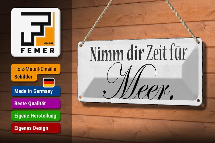 Blechschild Spruch 27x10cm Nimm dir Zeit für Meer Dekoration