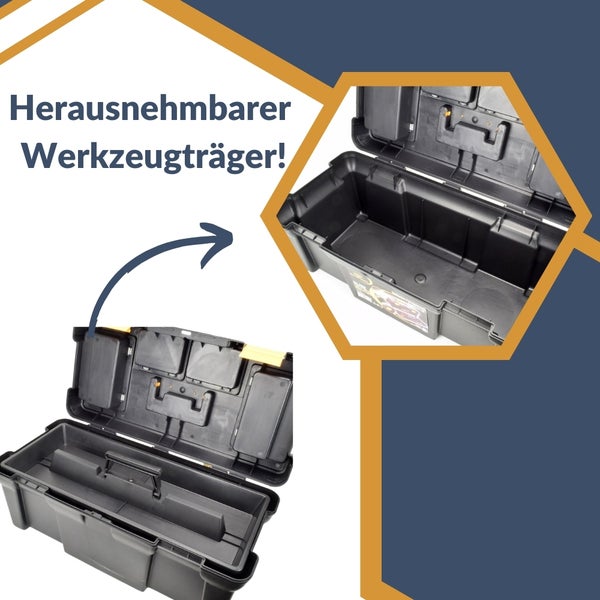 Werkzeugkoffer leer groß Werkzeugkasten Werkzeugkiste Werkzeugkästen Kunststoff Angel Box Kiste Haushalt Tool Box Set 58 x 28 x 25 cm