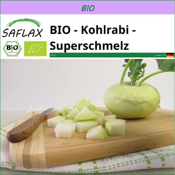 SAFLAX  - BIO - Kohlrabi - Superschmelz - Brassica oleracea var. gongyl. L. - 20 Samen