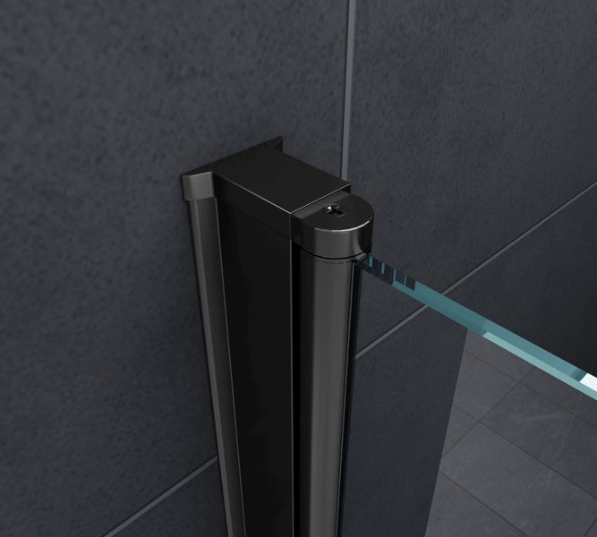 Detailansicht eines Duschkabinen-Elements mit Beschlag und Glas