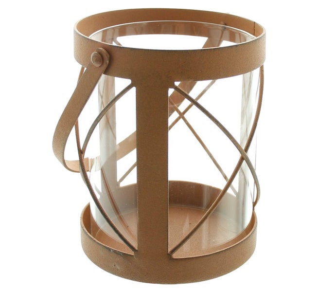 FRANK FLECHTWAREN | Windlicht Rost, METALL, GLAS, 14,5 x 13 x 16 cm, GH: 28 cm