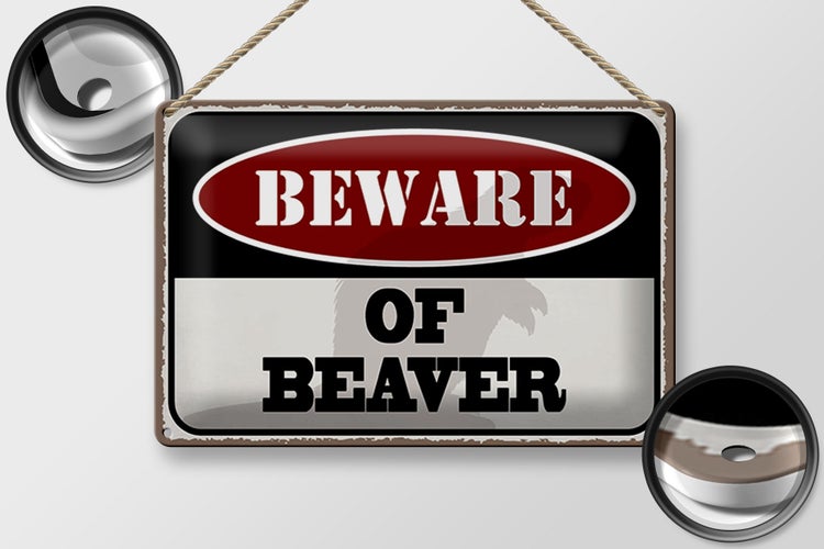 Blechschild Spruch 30x20cm beware of beaver