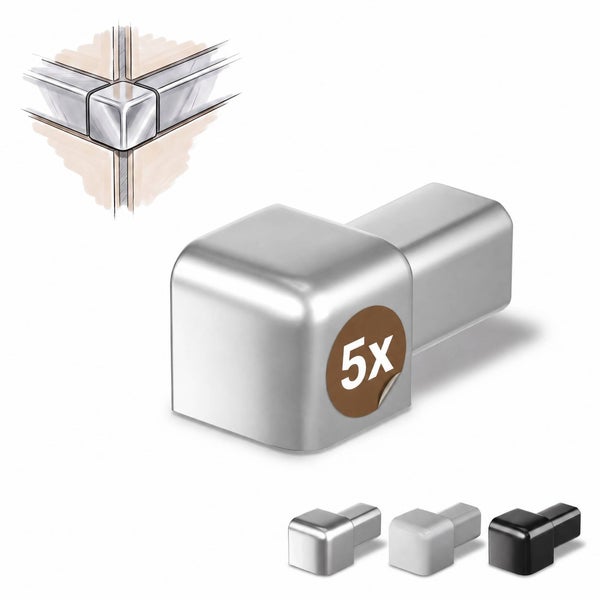 Eckverbinder für Fliesenschienen als 5er Set für die Kantenabdeckung zur sauberen Eckgestaltung